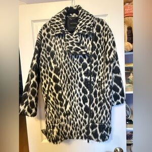 Banana Republic Black and White Animal Print Teddy Jacket